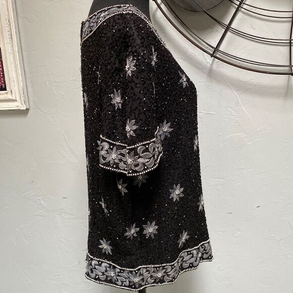 Cote d’ Azur Black Sequined Cocktail Top Size XL Formal wear - Picture 6 of 12